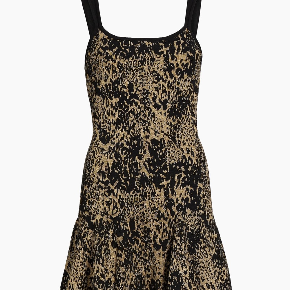 Ramy Brook Black and Tan Animal Print Mini Dress